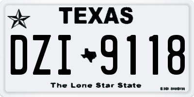 TX license plate DZI9118