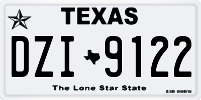 TX license plate DZI9122