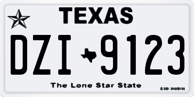 TX license plate DZI9123