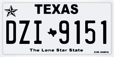 TX license plate DZI9151