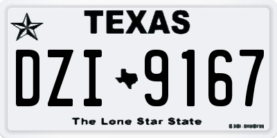 TX license plate DZI9167