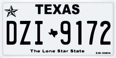 TX license plate DZI9172