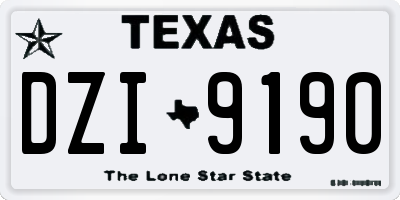 TX license plate DZI9190