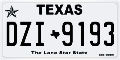 TX license plate DZI9193