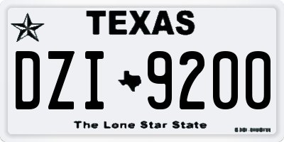 TX license plate DZI9200