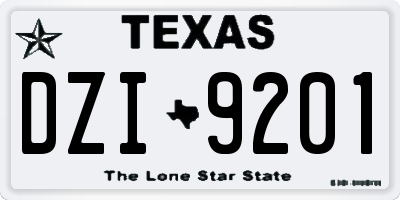 TX license plate DZI9201