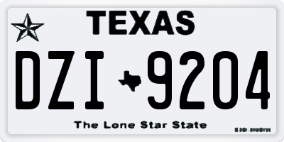 TX license plate DZI9204