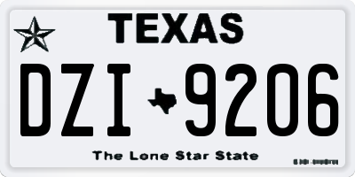 TX license plate DZI9206