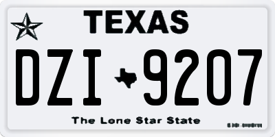 TX license plate DZI9207