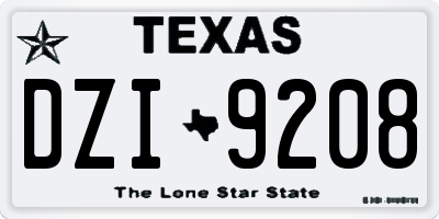 TX license plate DZI9208