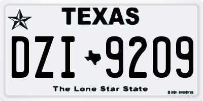 TX license plate DZI9209