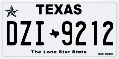 TX license plate DZI9212