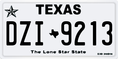 TX license plate DZI9213