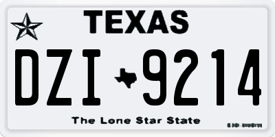 TX license plate DZI9214
