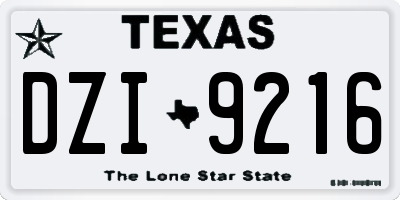 TX license plate DZI9216