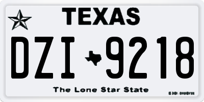 TX license plate DZI9218