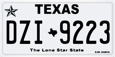 TX license plate DZI9223