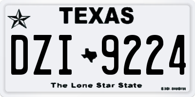 TX license plate DZI9224