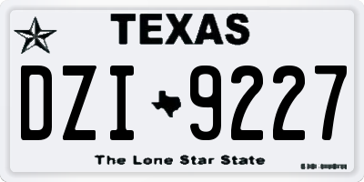 TX license plate DZI9227