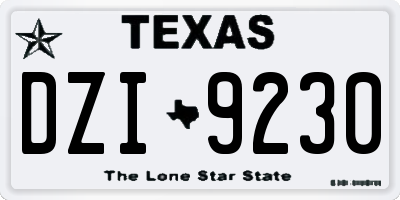 TX license plate DZI9230