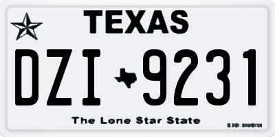 TX license plate DZI9231