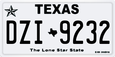 TX license plate DZI9232