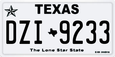 TX license plate DZI9233