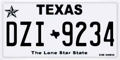 TX license plate DZI9234