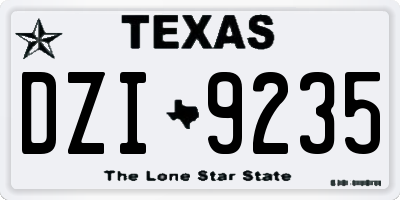 TX license plate DZI9235