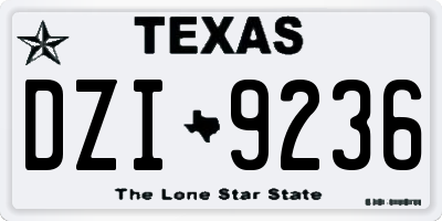 TX license plate DZI9236