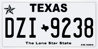 TX license plate DZI9238