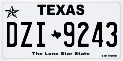 TX license plate DZI9243