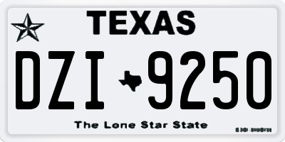 TX license plate DZI9250