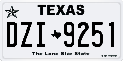 TX license plate DZI9251