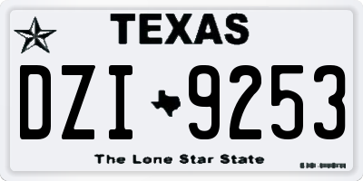 TX license plate DZI9253