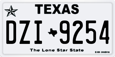 TX license plate DZI9254