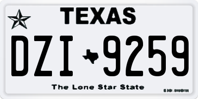 TX license plate DZI9259
