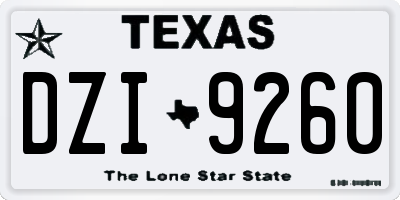 TX license plate DZI9260