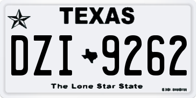 TX license plate DZI9262