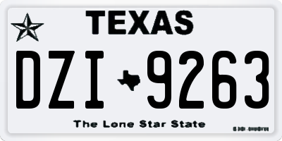 TX license plate DZI9263