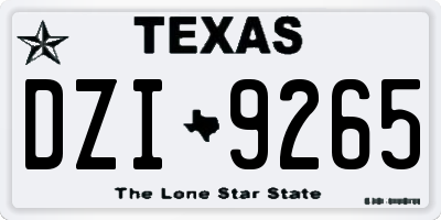 TX license plate DZI9265