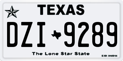 TX license plate DZI9289