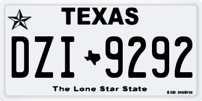 TX license plate DZI9292