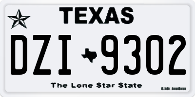 TX license plate DZI9302