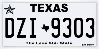 TX license plate DZI9303