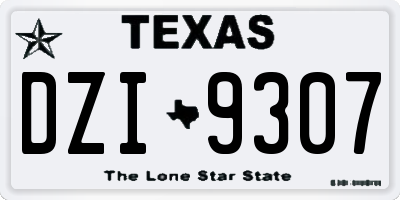 TX license plate DZI9307