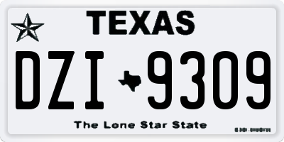 TX license plate DZI9309