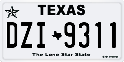 TX license plate DZI9311