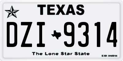 TX license plate DZI9314