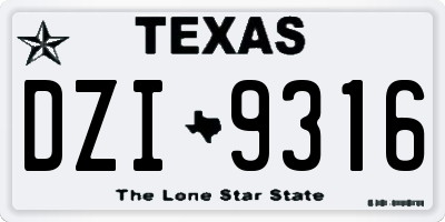 TX license plate DZI9316